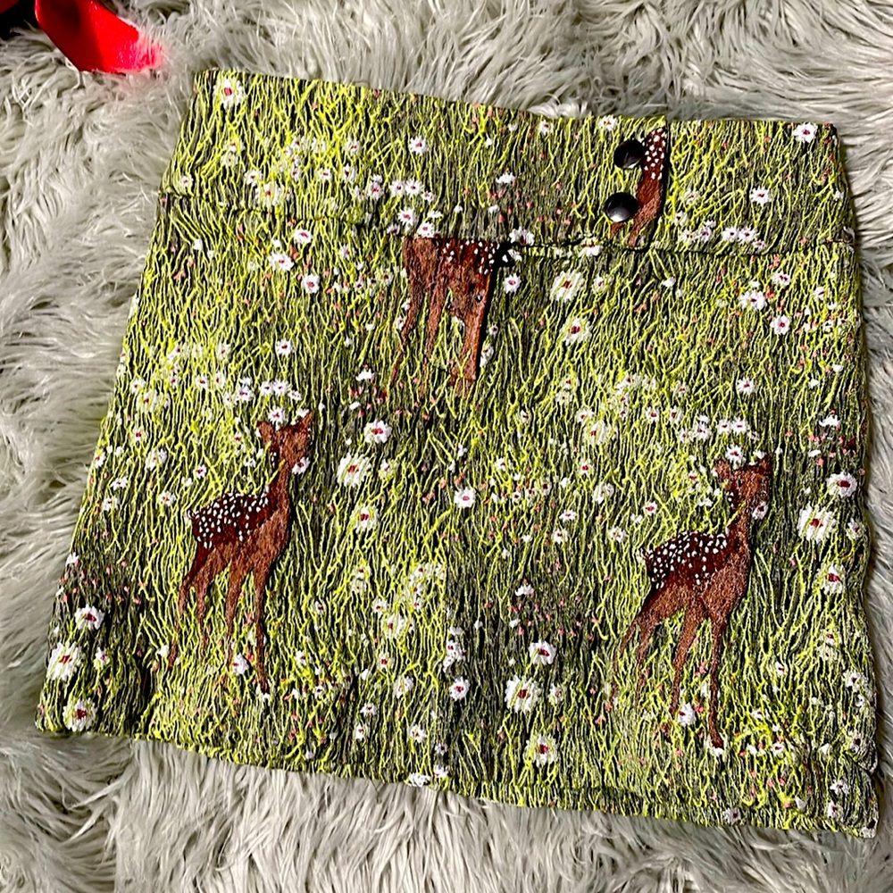 Green Deer Print Skirt